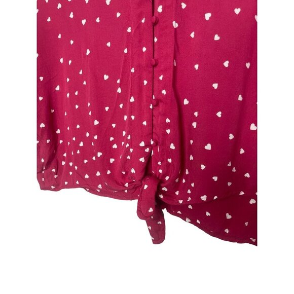 Rails Sloane Scarlet Amour Women's Medium Heart Print Button-Up Tie-Front Top - Picture 3 of 10
